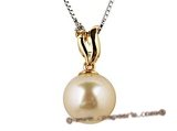 thpd018 9-10mm South Sea nature golden Pearl & Diamond V-Shape Pendant